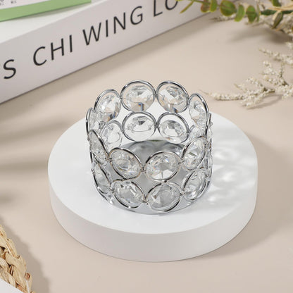 uxcell Glass Tea Light Candle Holder, Openwork Crystal Glass Votive Candle Holder for Desk Table Centerpiece, Wedding, Party, and Home Decor(Silver)