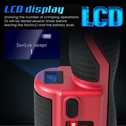 NEWTRY N300 Electric Hydraulic Cable Lug Crimping Machine 6 ton Rechargeable Cordless Terminal Cable Pliers 350° Rotatable 10-300mm² /8AWG-600MCM 12 Dies 2PCS 5000mAH