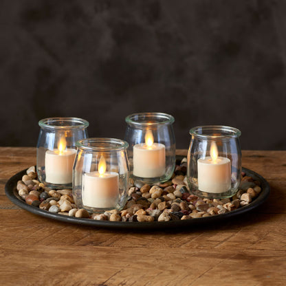 Luminara Flameless Tealights Rechargeable LED Set of 4 1.5" x 2.1", Battery Operated Moving Flame w/USB Charging Base, Indoor Safe Decorative Lights