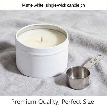 Aroparc Candle Tins 8oz, 24 Piece Bulk Containers for Candle Making Supplies Candle Jars with Concave Lids - White