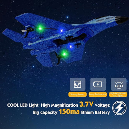 RC Plane Remote Control Airplane Toy - RC Plane Remote Control Planes 2CH 2.4Ghz Rc Aircraft with Lights Outdoor Foam Durable Rc Aircraft Foam RC Airplane Jet for Kids Adults Hobby Toys