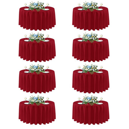 sancua Christmas Red Round Tablecloth 108 Inch Diameter, 8 Pack - Circle Polyester Fabric Table Cloth for Wedding Party Reception Banquet Birthday, Washable Formal Table Cover (Fit 42-96 Inch Tables)