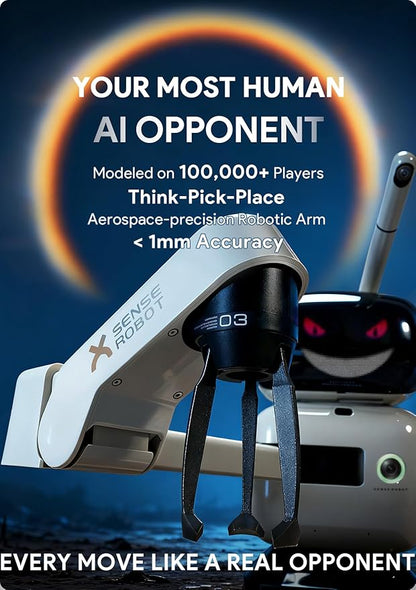 SenseRobot AI Chess Robot with Robotic Arm Electronic Chess Board for Kids &amp Adults 25 AI Levels 1200+ Exercises Voice Coaching Lichess Integration Wi-Fi OTA Updates