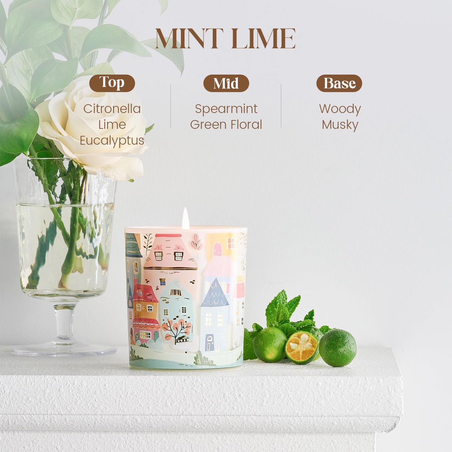 M&SENSE Mint Lime Candles for Home Scented - 10.2 oz Soy Wax Candles Non Toxic 60 Hours Long Burning Funny Candles Home Decor Gifts for Stress Relief, Meditation, Calm, Yoga