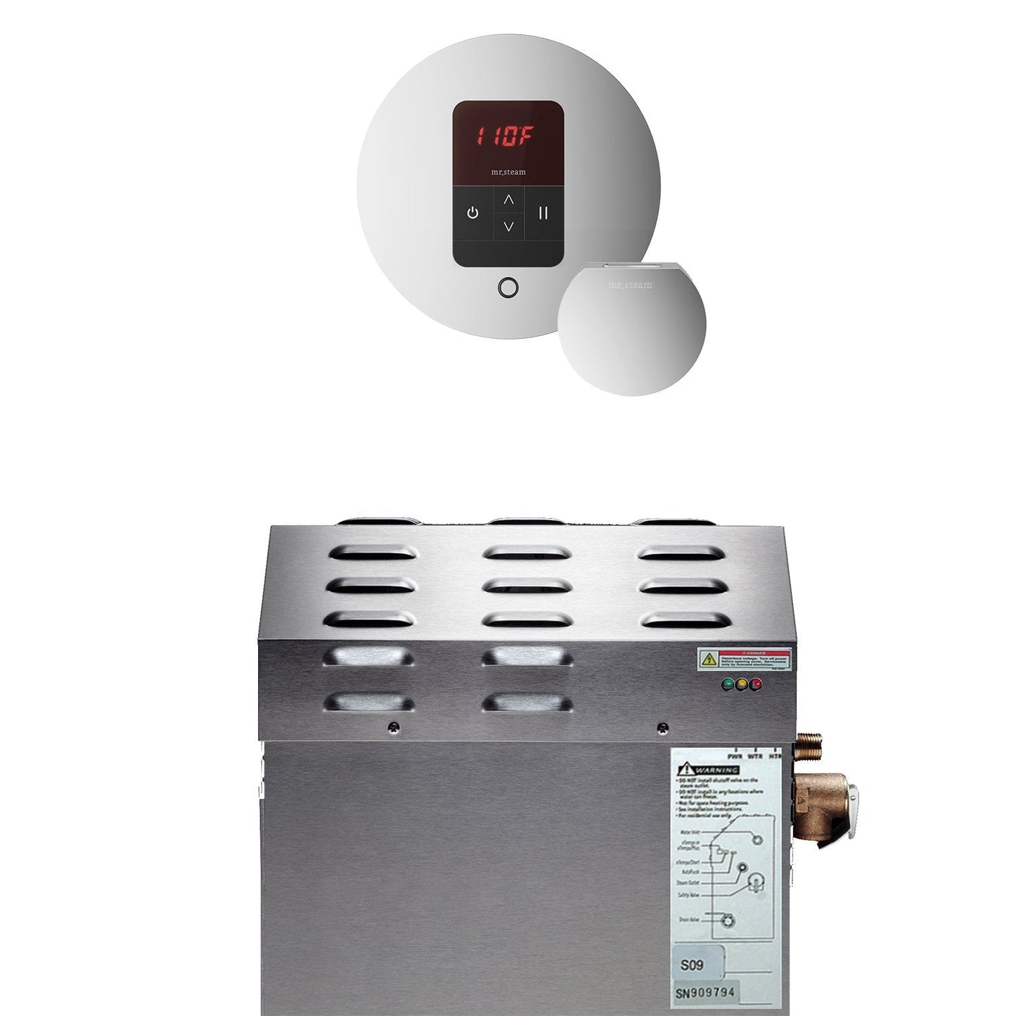 Mr.Steam eSeries MS225EC1 7.5kW Steam Generator with iTempo Round Control in Polished Chrome (max 161 cubic feet)
