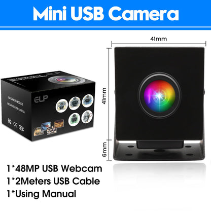 ELP 48MP USB Fisheye Webcam for Computer & Laser Engraver - 6000P USB Security Camera for Raspberry Pi (1.56mm Fisheye Lens, 200)