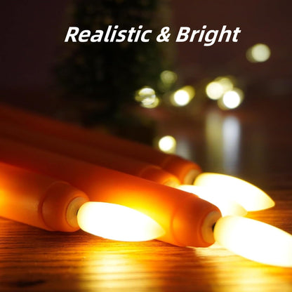 Ni-JASW Orange Flameless Taper Candles with Remote, Flickering Battery Powered Holiday LED Candlesticks Set of 4
