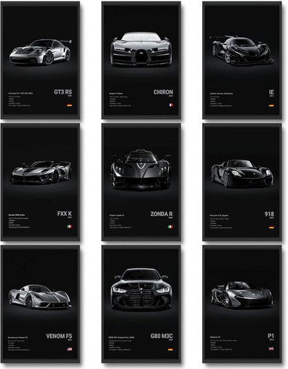 Dazongweihan 9-Piece Racing Car Poster Set - Vibrant Wall Art for Boys' Rooms | Unframed 8x12 Inch Decor