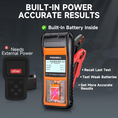 FOXWELL BT780 24V 12V 6V Car Battery Tester with Bilt-in Printer, Professional Battery Load Tester, 100-2000CCA Automotive Cranking Charging Alternator Tester for Car Truck Marine ATV, Upgraded BT705