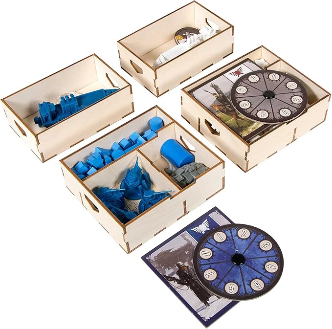 The Broken Token Game Organizer Compatible with Scythe Legendary Expansion - Wooden Game Organizing Box with Multiple Trays