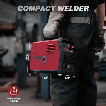 ARCCAPTAIN 135A MIG Welder [Large LED Display] 110V Welder Flux Core MIG, Lift TIG, Stick, 3 in 1 Welding Machine Gasless MIG Welder Machine 110V, IGBT Inverter Welder with Synergy, 2T/4T