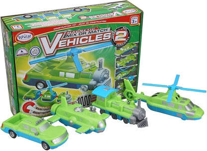 POPULAR PLAYTHINGS Magnetic Vehicles for Toddlers 1-3 Mix or Match Car Toys Set of 4 Gift for Kids - Vehicles 2
