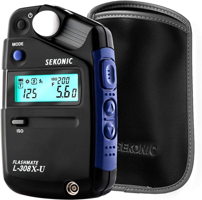 Sekonic L-308X-U Flashmate Light Meter, Compact Digital Incident & Reflected Exposure Meter with Photo, Cine & HD Cine Modes, LCD Auto Backlight, Illuminance Measurement, Pocket-Sized Design