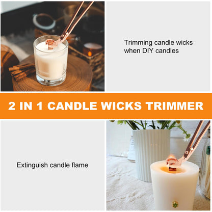 Wood Wicks for Candles Making with Case, Wooden Wicks for Candlemaking 5.1 X 0.5 Inch Smokeless Long Lasting Flame Natural Wood Candle Wick with Candle Wick Trimmer, Metal Base for DIY Candle(50 Sets)