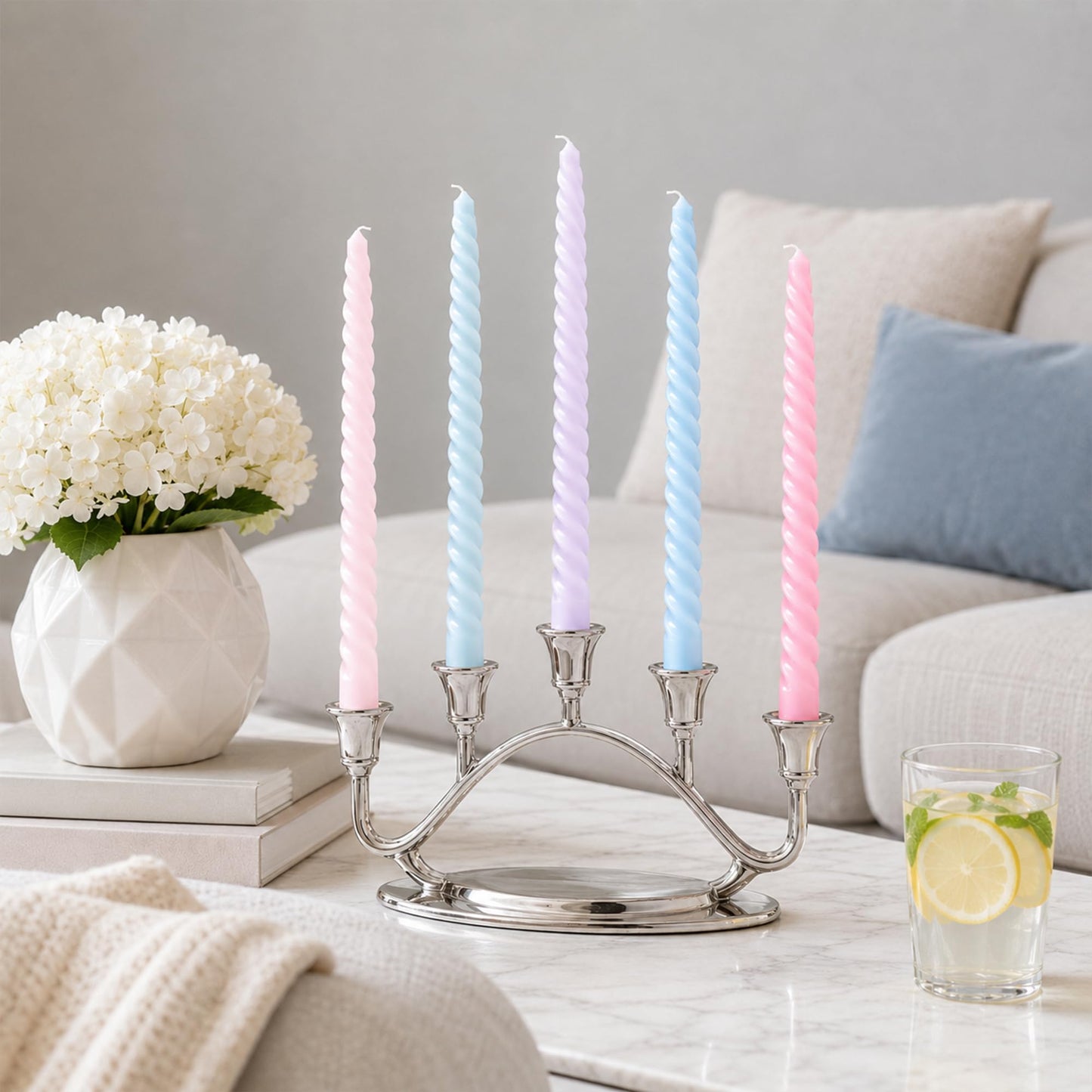 10 Inch Cream Candy Taper Candle Set, 10 Pack Elegant Unscented Dripless Candlesticks for Family Dinner Parties Home Decoration Picnic