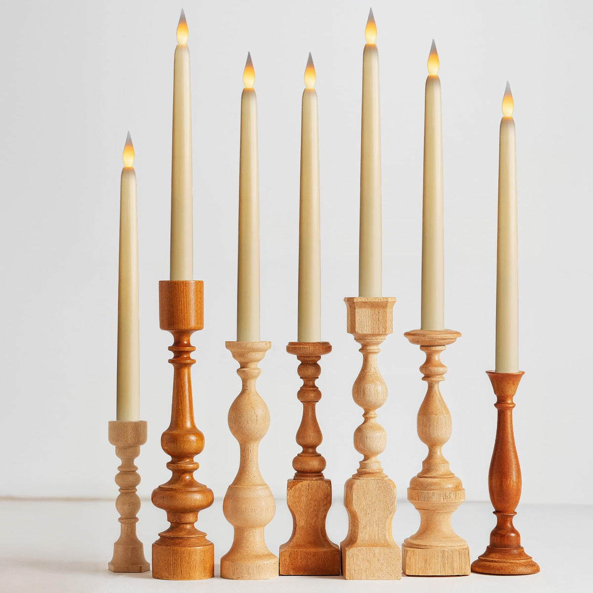 WYZworks 24 Pack, 11" LED Flameless Ivory Taper Flickering Candles Lights, Clickable On/Off Button, Battery Operated Electric Long Tall Candlesticks for Holiday Christmas Candelabra Wedding Window
