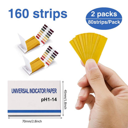 2 Pack pH Test Strips, 160 Strips pH.1-14 Universal pH Test Paper Litmus Test Paper Soap Making Testing Strips for Water Wine Saliva Urine Soil Testing Pet Food and Diet pH Monitoring (Sealed Pack)