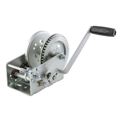 CURT 29532 Hand-Crank 2-Speed Winch, 3,200 lbs, 5.4:1 High, 17.5:1 Low Gear Ratio, 9.6" Handle