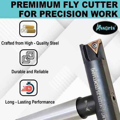 Assorts 5″ Balanced Fly Cutter Indexable Face Milling Cutter with MT-3 Shank (M12 × 1.75 Drawbar), Single TCMT1604 Insert, Torx Screw & Star Key Included
