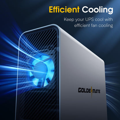 GOLDENMATE 1000VA/800W Lithium UPS Battery Backup and Surge Protector, Sinewave UPS System with LiFePO4 Battery(230Wh), Updated Pro Ver. with USB Communication Port, 8 Outlets, LCD Display, White