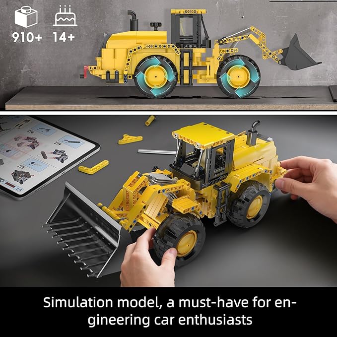 Mould King 17084 Wheel Loader Construction Toy Buildable Bulldozer Construction Vehicle Building Set Realistic Loading Shovel for Adult (910 PCS)