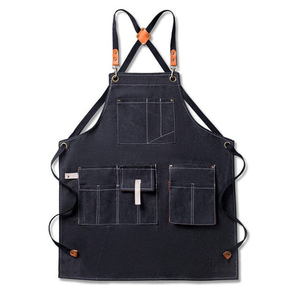 Aoomzoon Canvas Aprons for Men Chef Apron, Work Apron with Large Pockets - Durable 16oz Heavy Duty Cross Back, BBQ, Cooking(Black, 1 Pack)