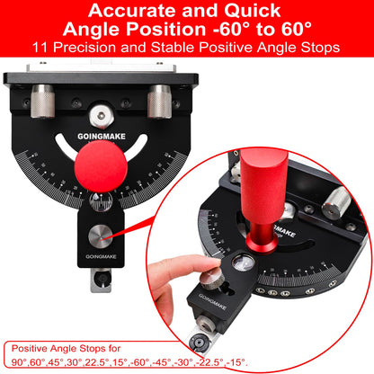 GOINGMAKE Table Saw Miter Gauge with Micro Adjustable Flip Stop and Extendable Fence and Quick Angle Stop for Table Saw Band Saw Router Table Fit 3/8 x 3/4" T Slot for Woodworking Crosscut, Miter Cut
