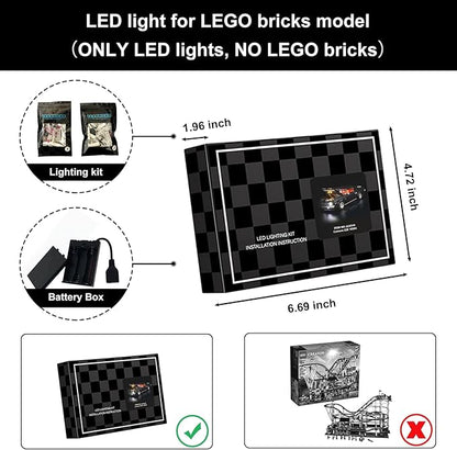 Vaodest LED Light for Lego 10304 Icons Chevrolet Camaro Z28 SetDesign and Configuration Compatible with Model 10304(LED Light Only Not Building Block Kit)