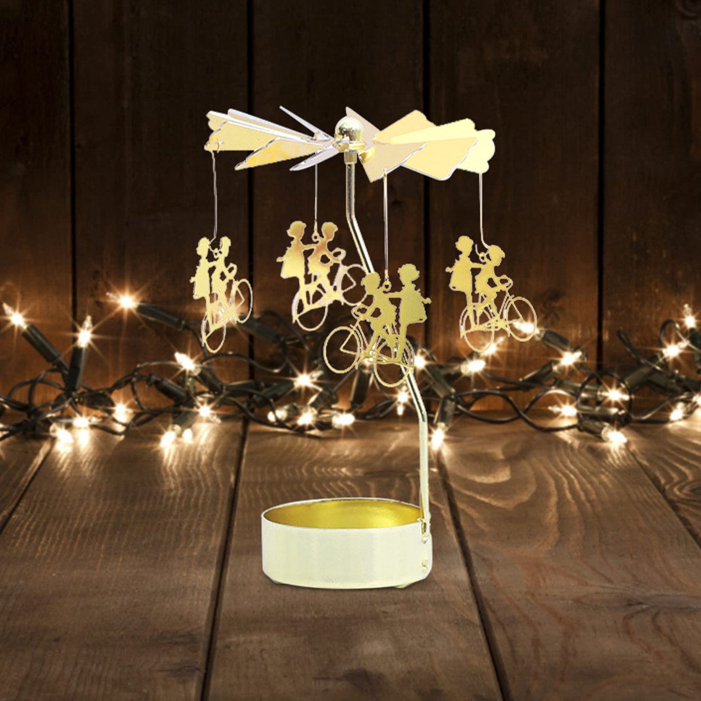Gold Candlestick Holders Candlestick with Rotatable Metal Decoration,Available in Three Styles for Selection Perfect for Dinner Parties (Gold, One Size) 3in×6.5in