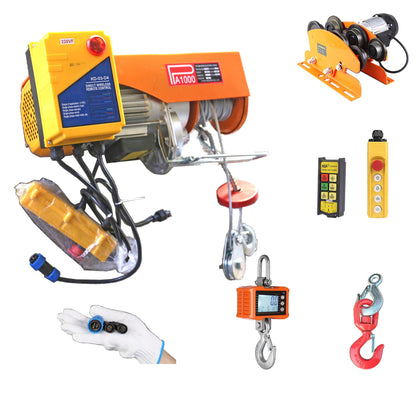Electrical Gantry Crane 2000 LBS - 10.5 FT Wide, Adjustable Crane 1T with Electrical Hoist, Manual Hoist, Garage Crane 1T with Manual Hoist, Trolley, Scale, Sling, Shackle, Hook (10.5 FT Width)