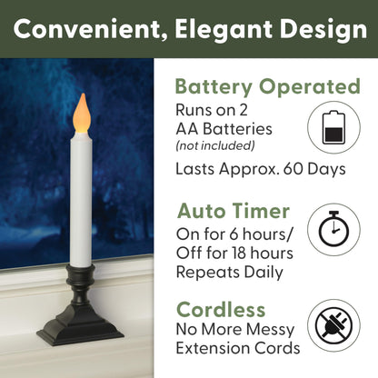 612 Vermont Battery Operated LED Window Candles with Flickering Amber Flame, Automatic Timer, 9.75 Inches Tall, VT-1206A (Pack of 4, Antique Bronze)