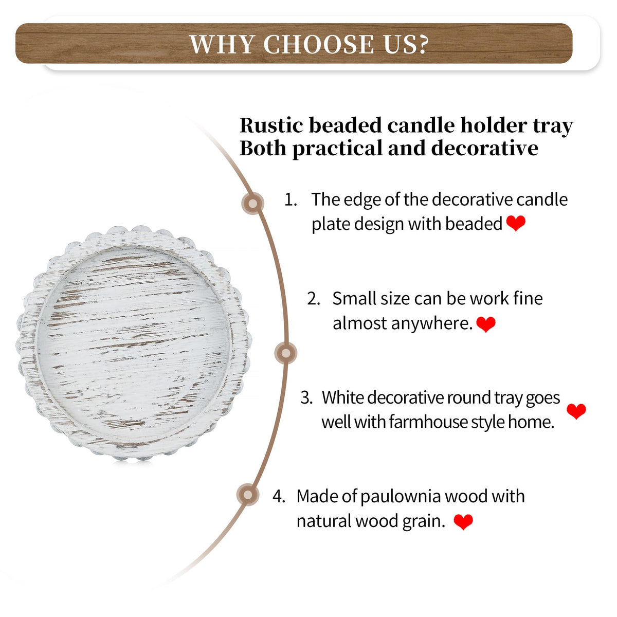 Hanobe Candle Holder for Pillar Candles: Set of 3 Rustic Farmhouse Wooden Candlestick Holders - Whitewashed Candle Stand for Table Centerpieces Fireplace Mantel Home Decor