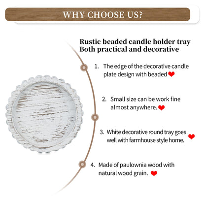 Hanobe Candle Holder for Pillar Candles: Set of 3 Rustic Farmhouse Wooden Candlestick Holders - Whitewashed Candle Stand for Table Centerpieces Fireplace Mantel Home Decor