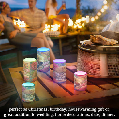 ALAZA Sleepy Dog Cat Roses Flickering Flameless Candles Battery Operated with Remote Timer,Tea Light Candles LED Pillar Votive Candles Set of 2 for Outdoor Indoor Decorations