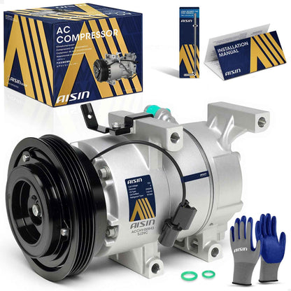 AISIN AFTERMARKET ACCHY-00943 Air Conditioner AC Compressor - Compatible with Hyundai Accent 2010-2011 1.6L - with 4-Pulley Groove, with Clutch