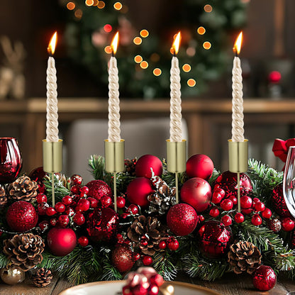 DECHOUS 5Pcs Christmas Taper Candle Holder Stakes Metal Golden Candlestick Holders with Spike Candle Cup Stakes for Xmas Table Decor Holiday Wedding Party Favor