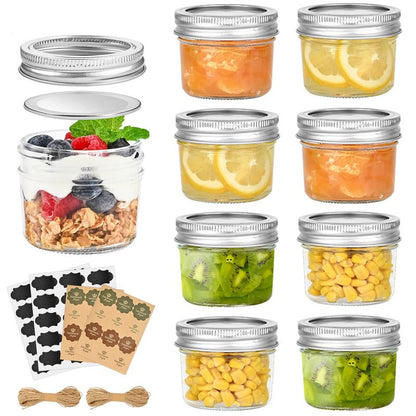 TUZAZO 4 oz Mini Mason Jars with Lids 8 Pack, 4oz Small Glass Mason Canning Jars for Jam Jelly Yogurt Dessert, Shower Wedding Favors Decor