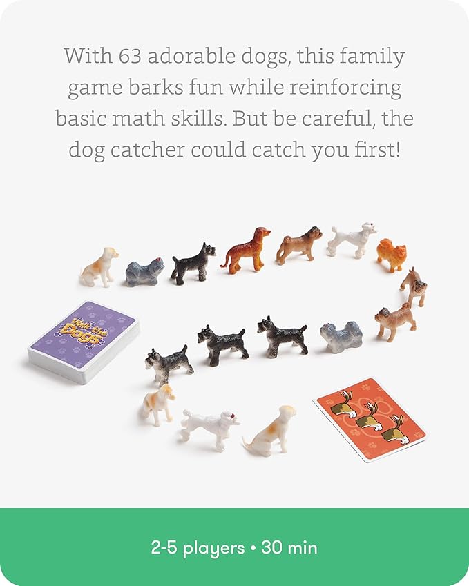 SimplyFun Walk The Dogs Math Game - One of The Most Fun Games for Kids Ages 8 and Up - Play to Practice Counting &amp Sorting- 2 to 5 Players