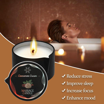 Sariiraw 6 Pack Massage Oil Candles Set, Low Temp Soy Based Massage Candles for Massage Therapy, Relaxation & Skin Moisturizing, Assorted Scents for Home Spa Self Care
