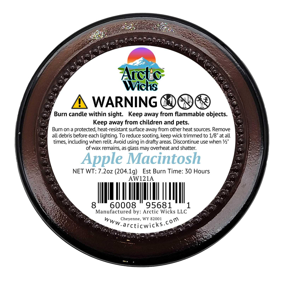 Apple Macintosh Scented Candle | 9oz Amber Jar | Arctic Wicks Non-Toxic Coconut & Beeswax Candles | Hand-Poured Clean Burning Eco-Friendly Candle | Fall Apple Orchard Scent | 100% USDA Biobased