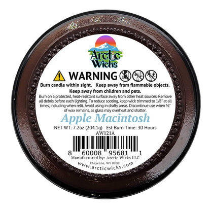 Apple Macintosh Scented Candle | 9oz Amber Jar | Arctic Wicks Non-Toxic Coconut & Beeswax Candles | Hand-Poured Clean Burning Eco-Friendly Candle | Fall Apple Orchard Scent | 100% USDA Biobased