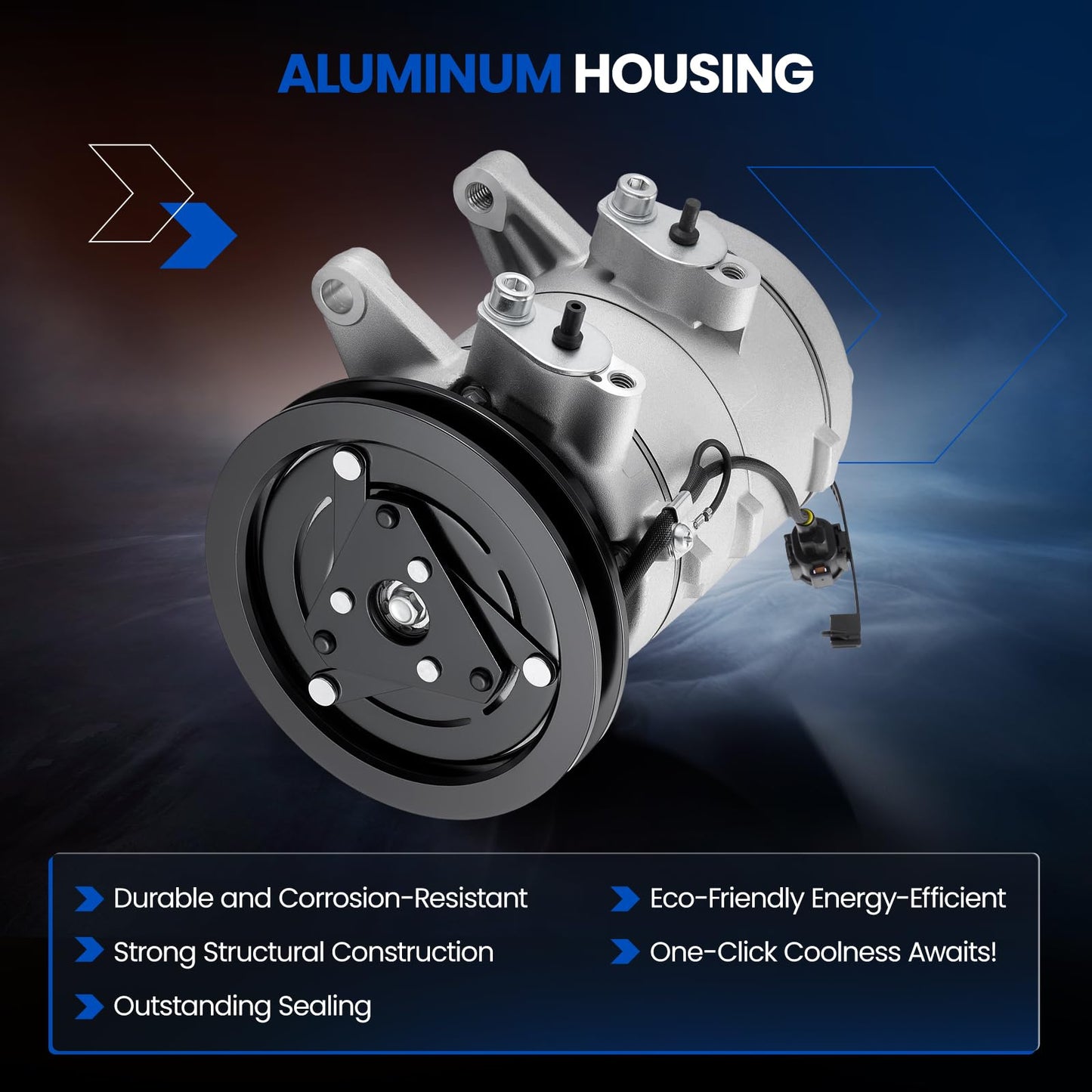 SYKRSS 68455 Air Conditioning A/C Compressor with Clutch Compatible with Nissan Frontier 1998-2004 2.4L L4, Compatible with Nissan Xterra 2000-2004 2.4L L4 GAS