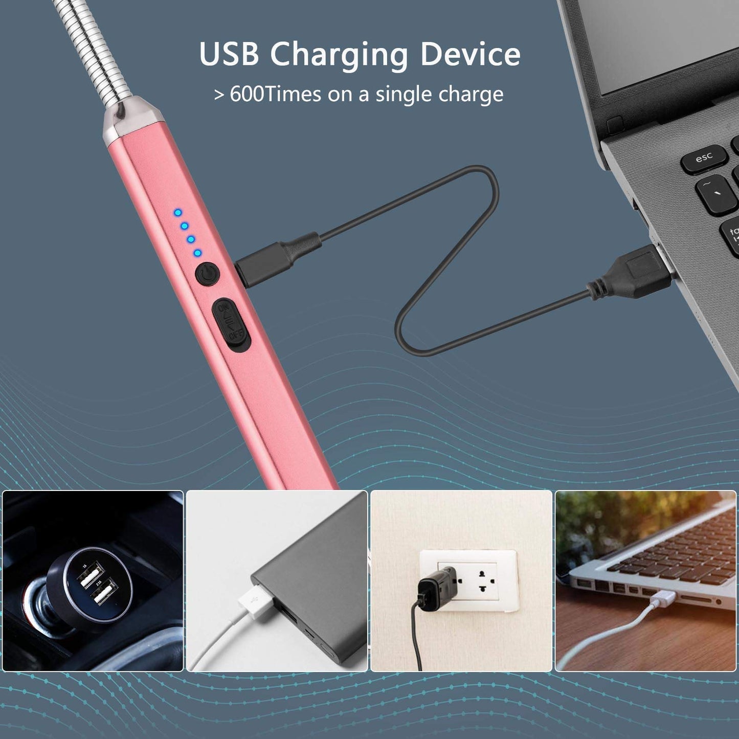 MEIRUBY Electric Candle Lighter Birthday Father‘s Day Gifts for Mom from Daughter Son, USB Arc Rechargeable Windproof Long Lighter for Candle, Gift for Mom Women Men Wife Sister