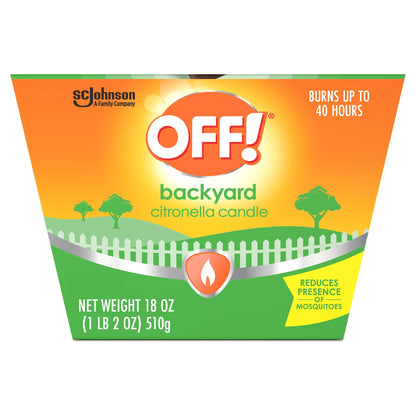 OFF! Backyard Citronella Scented Candle Burns Up to 40 Hours Provides Ambiance and a Gentle Glow for Backyard Outdoor Occasions 18 Ounce (Pack of 1)