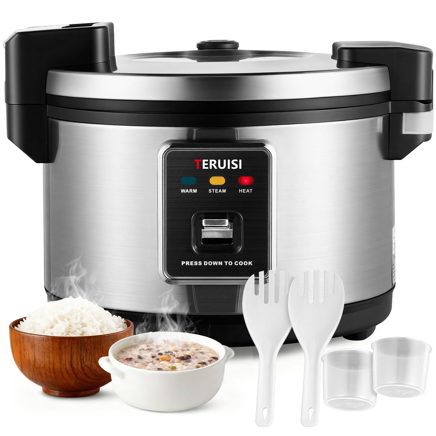 TERUISI Commercial Rice Cooker, 10L/10.6QT Large Rice Cooker & Rice Warmer 50 CUPS Cooked Rice, Fast Cooking Electric Cooker with Auto Keep Warm, Non-stick Inner Pot for 10-20 People Use