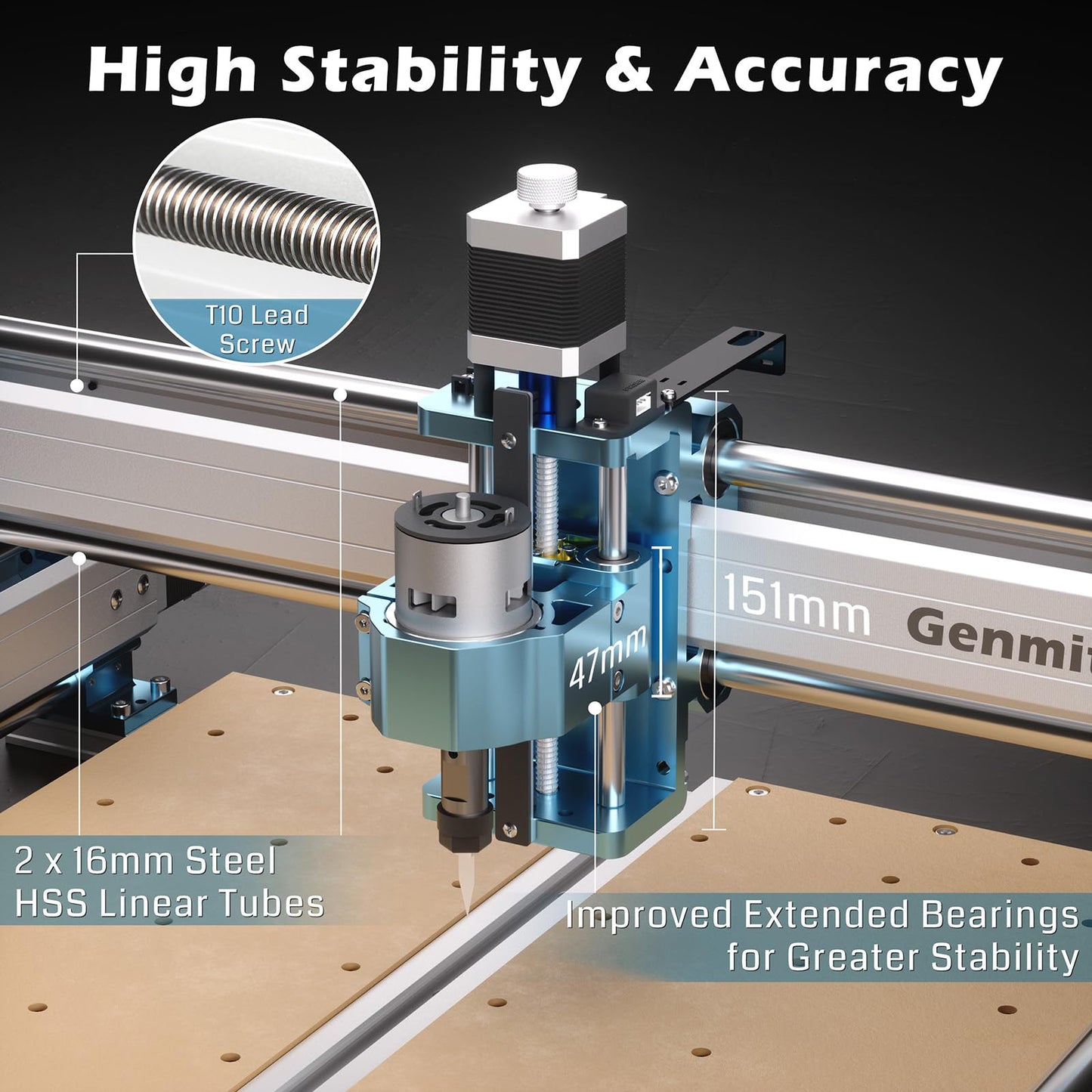 Genmitsu CNC Router Machine 4040-PRO + CFL55-33 5000mW Optical Power Laser Module, for Metal Acrylic Cutting Milling, GRBL Control, Lead Screw Driven, 3 Axis Engraving