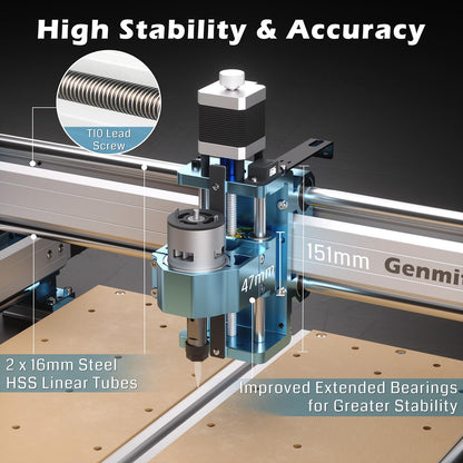 Genmitsu CNC Router Machine 4040-PRO + CFL55-33 5000mW Optical Power Laser Module, for Metal Acrylic Cutting Milling, GRBL Control, Lead Screw Driven, 3 Axis Engraving