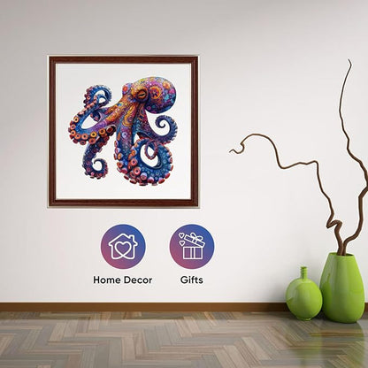 Mys Aurora Octopus Puzzles for Adults 500 Pieces 5MM Thick Wooden Jigsaw Puzzles Unique Shape Puzzle Ocean Wood Puzzles for Adults and Kids Birthday Gifts Family Game 17 * 17inch