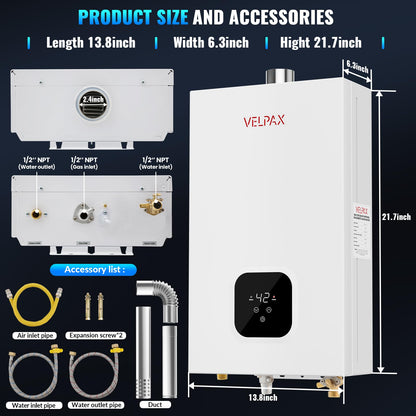 Propane Tankless Water Heater, 4.21GPM 16L Indoor, Constant propane water heater,Instant Hot Propane Gas Water Heater with Multi-Protection