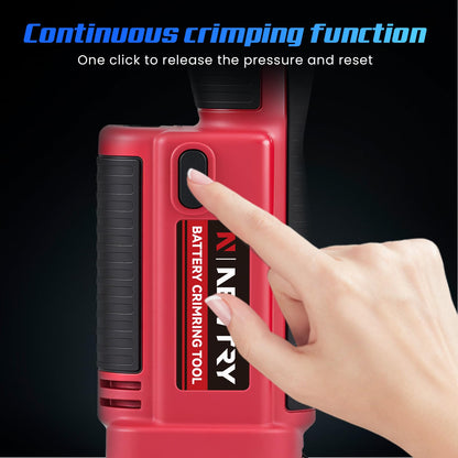 NEWTRY N300 Electric Hydraulic Cable Lug Crimping Machine 6 ton Rechargeable Cordless Terminal Cable Pliers 350° Rotatable 10-300mm² /8AWG-600MCM 12 Dies 2PCS 5000mAH
